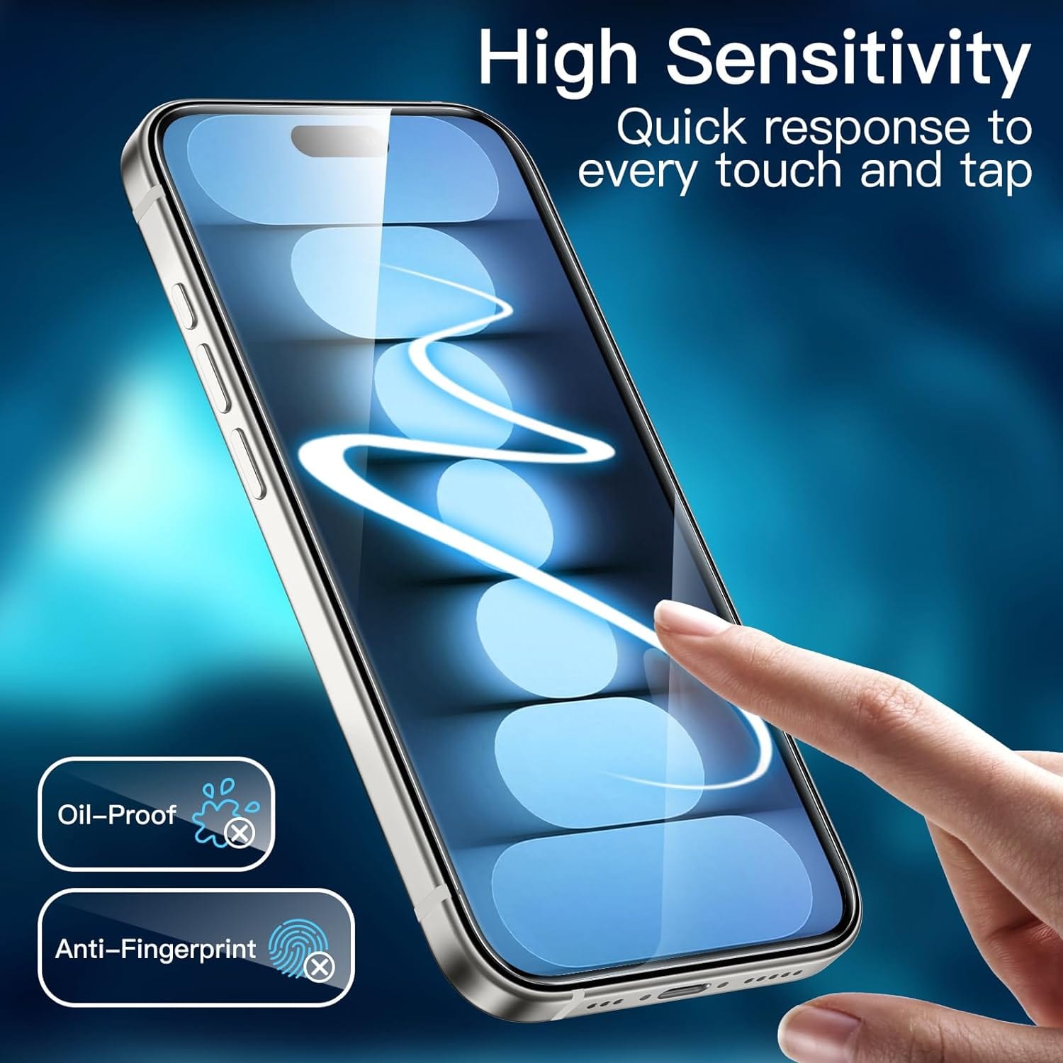 iPhone 15 Pro Tempered Glass Screen Protector - 2-Pack, Anti-Fingerprint | ZeroDamage