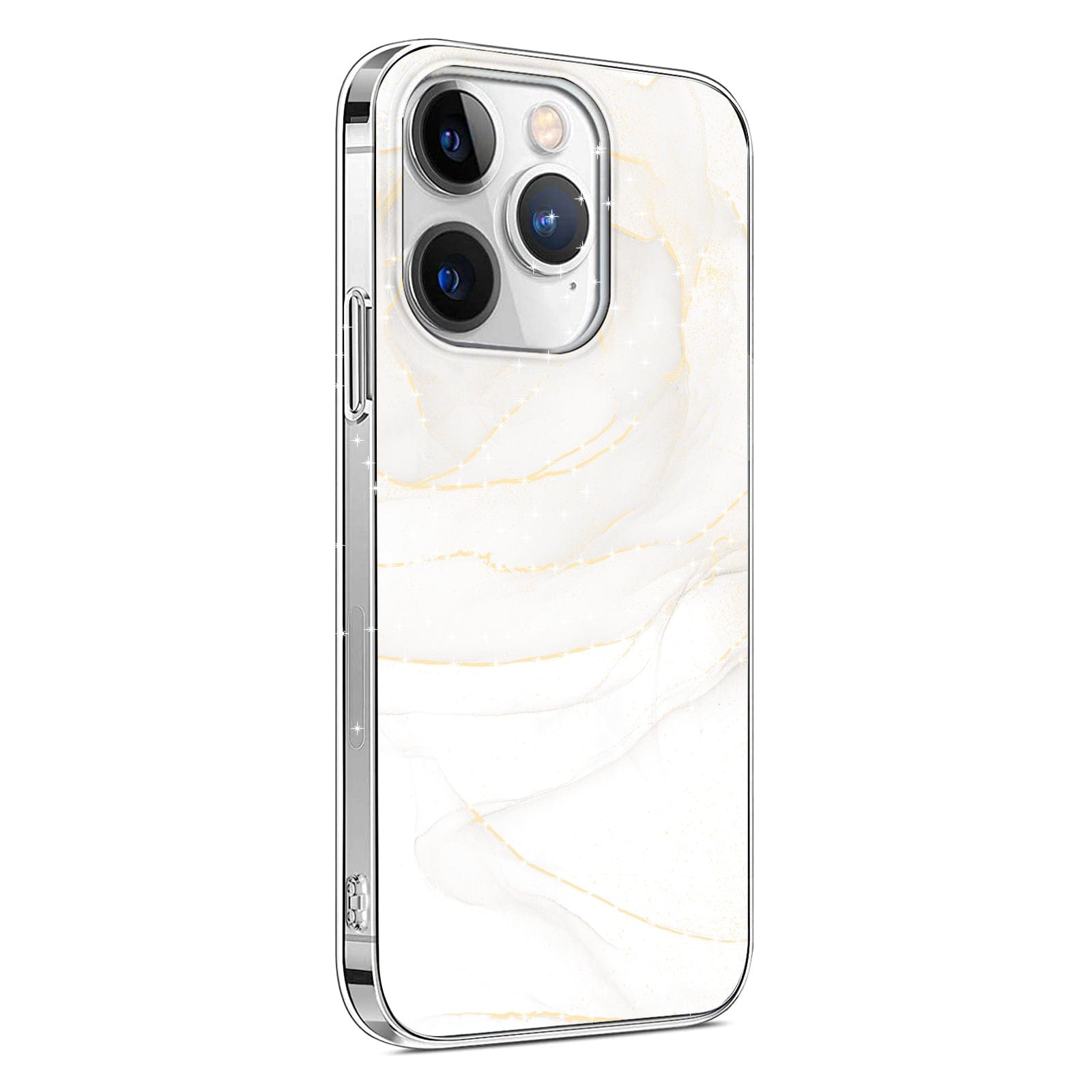 Protection Kit Bundle - White Marble Series Case with Tempered Glass Screen and Camera Protector for iPhone 15 Pro Max