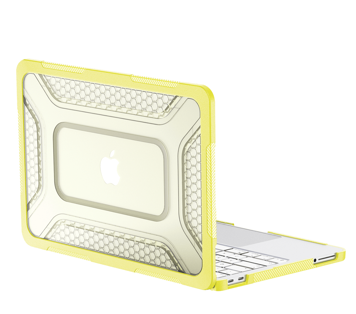 MacBook Neo Raider Series heavy-duty case with adjustable stand - Yellow