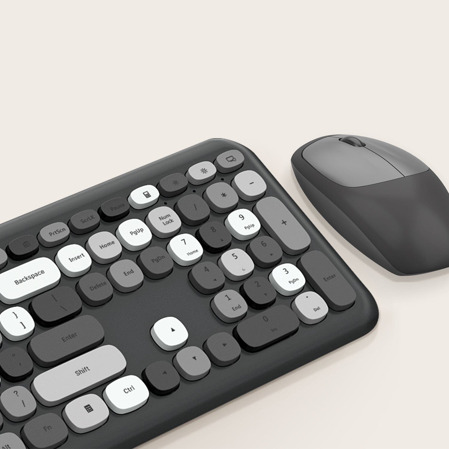 Wireless Keyboard and Mouse Combo with Black/Gray Keys