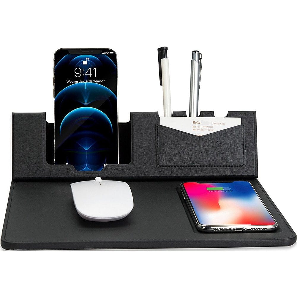 Office Mouse Pad with Wireless Charging - Black