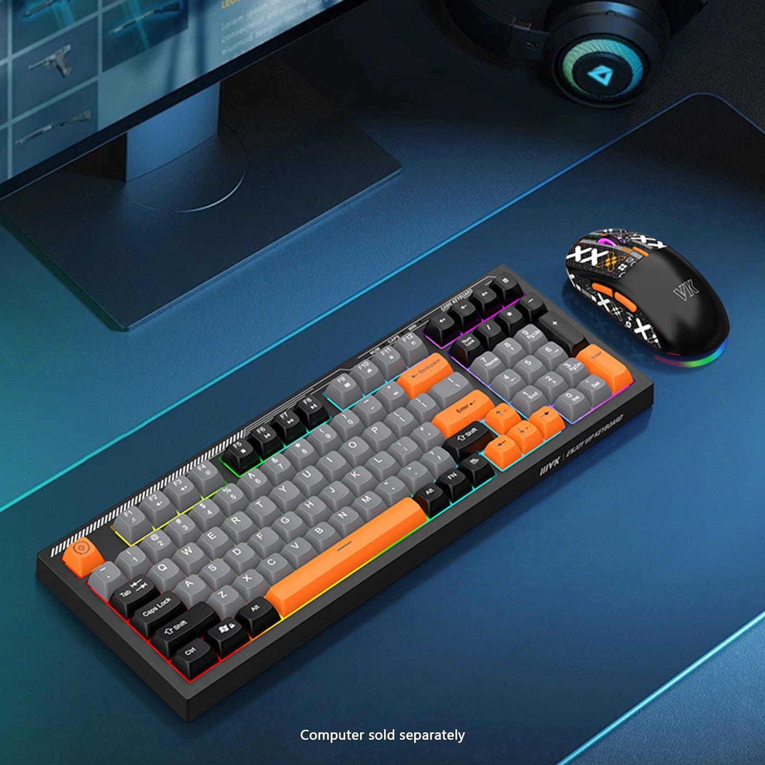Wired Gaming Keyboard & Mouse Combo - 98 Keys, Anti-Ghosting Multi-Key, 7-RGB Backlights