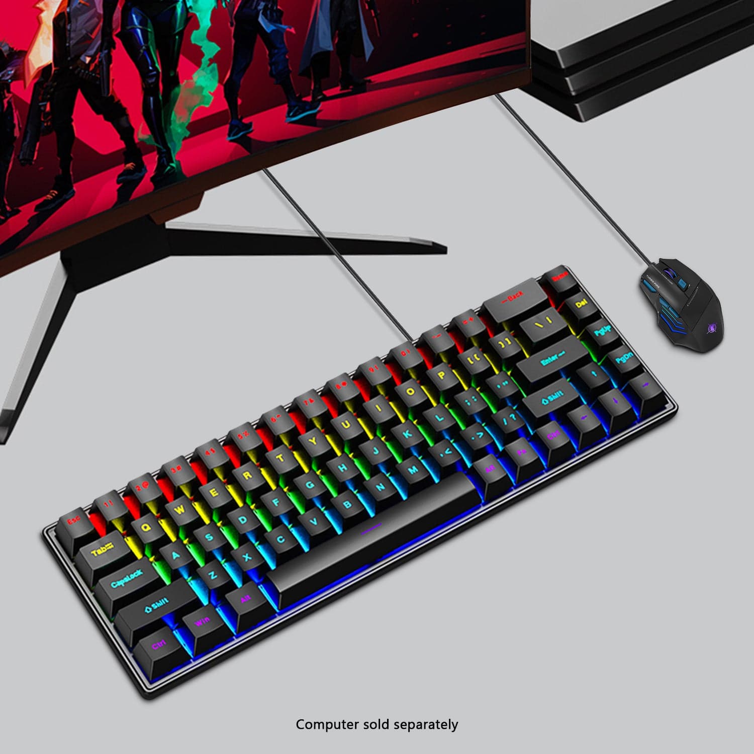 Wired Gaming Keyboard & Mouse Combo - Anti-Ghosting Multi-Key, 68 Keys