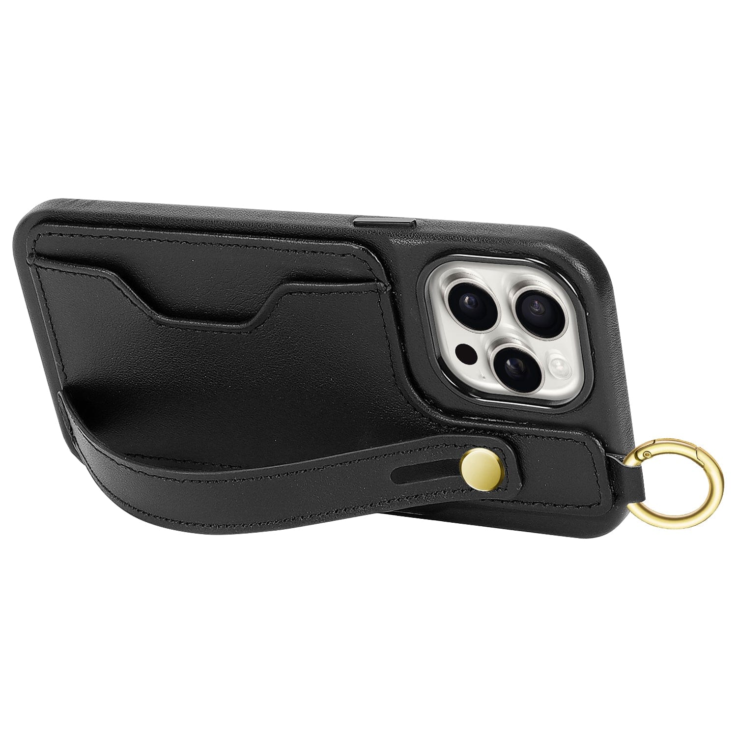 Indy Series Leather Wallet FingerGrip Case with Screen and Camera Protector - iPhone 15 Pro Max