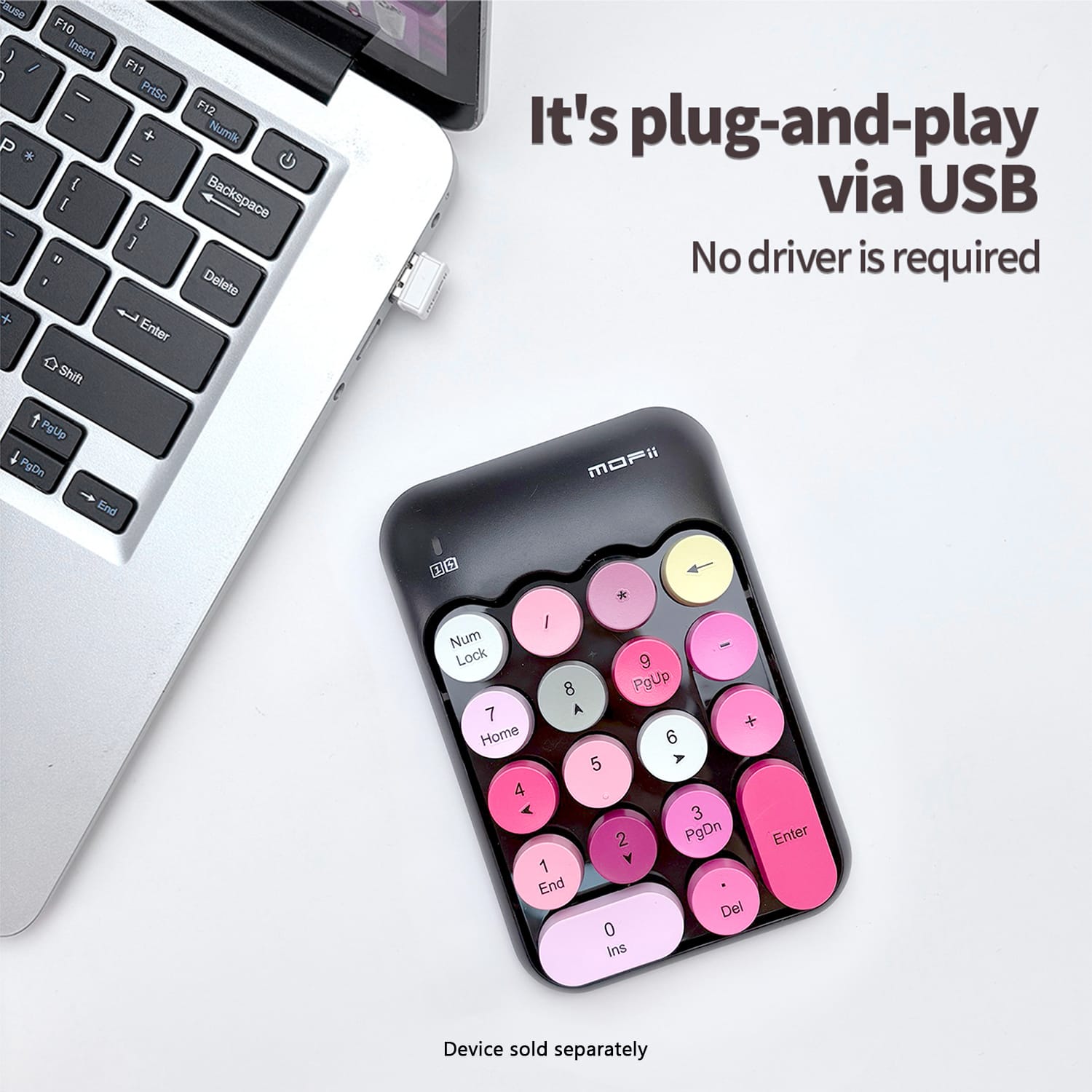 Wireless Numeric Keypad - Retro Ergonomic Design