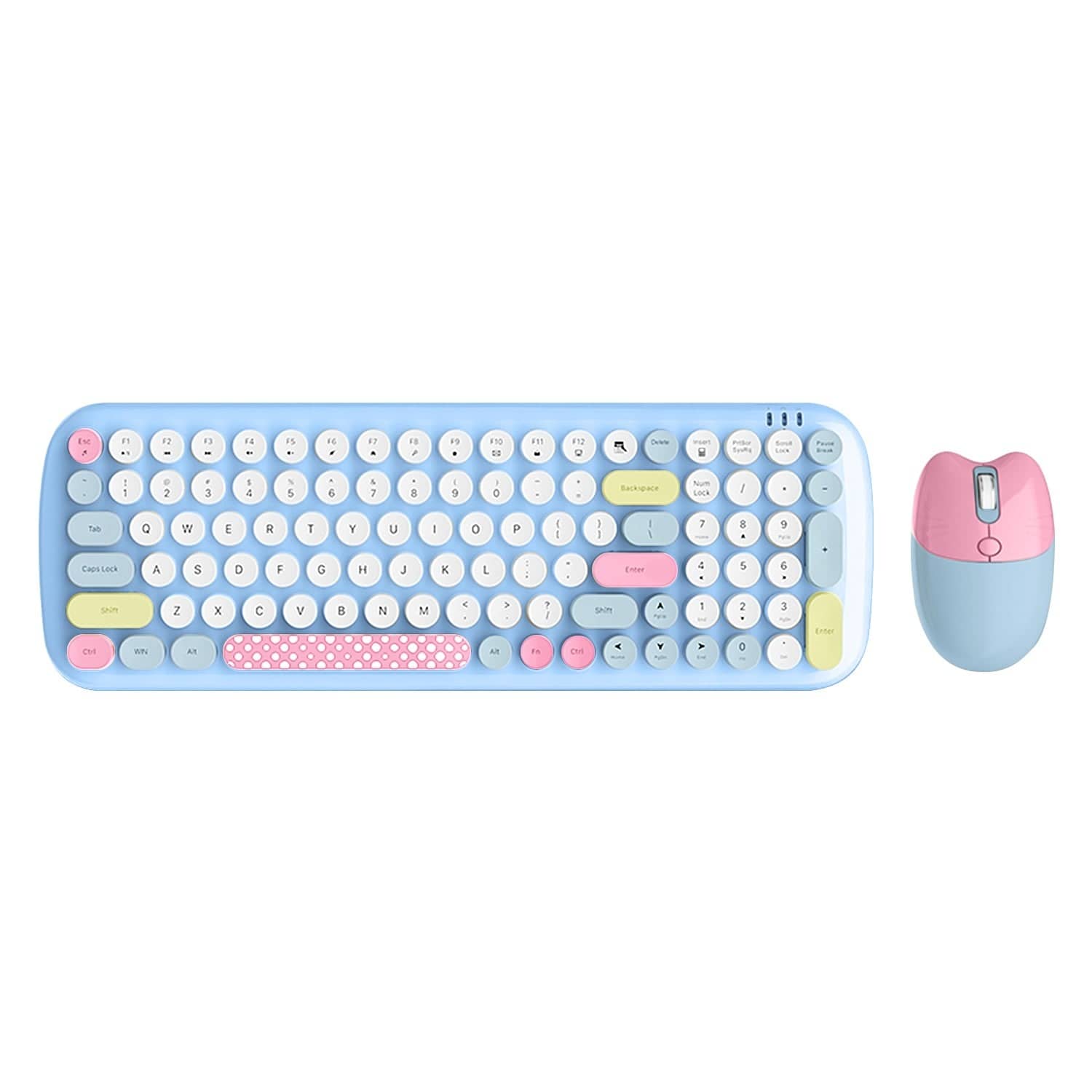 Wireless Keyboard & Mouse Combo - Soft Click, Colorful 100 Keys