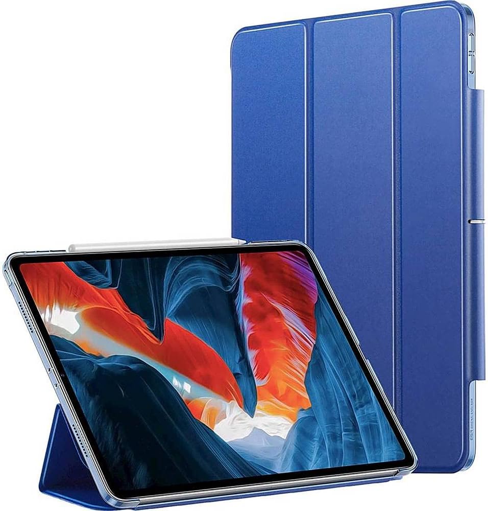 Apple iPad Pro 12.9" (4th,5th, and 6th Gen 2020-2022) Protection Kit Bundle - ESR Folio Case with Tempered Glass Screen (Blue)