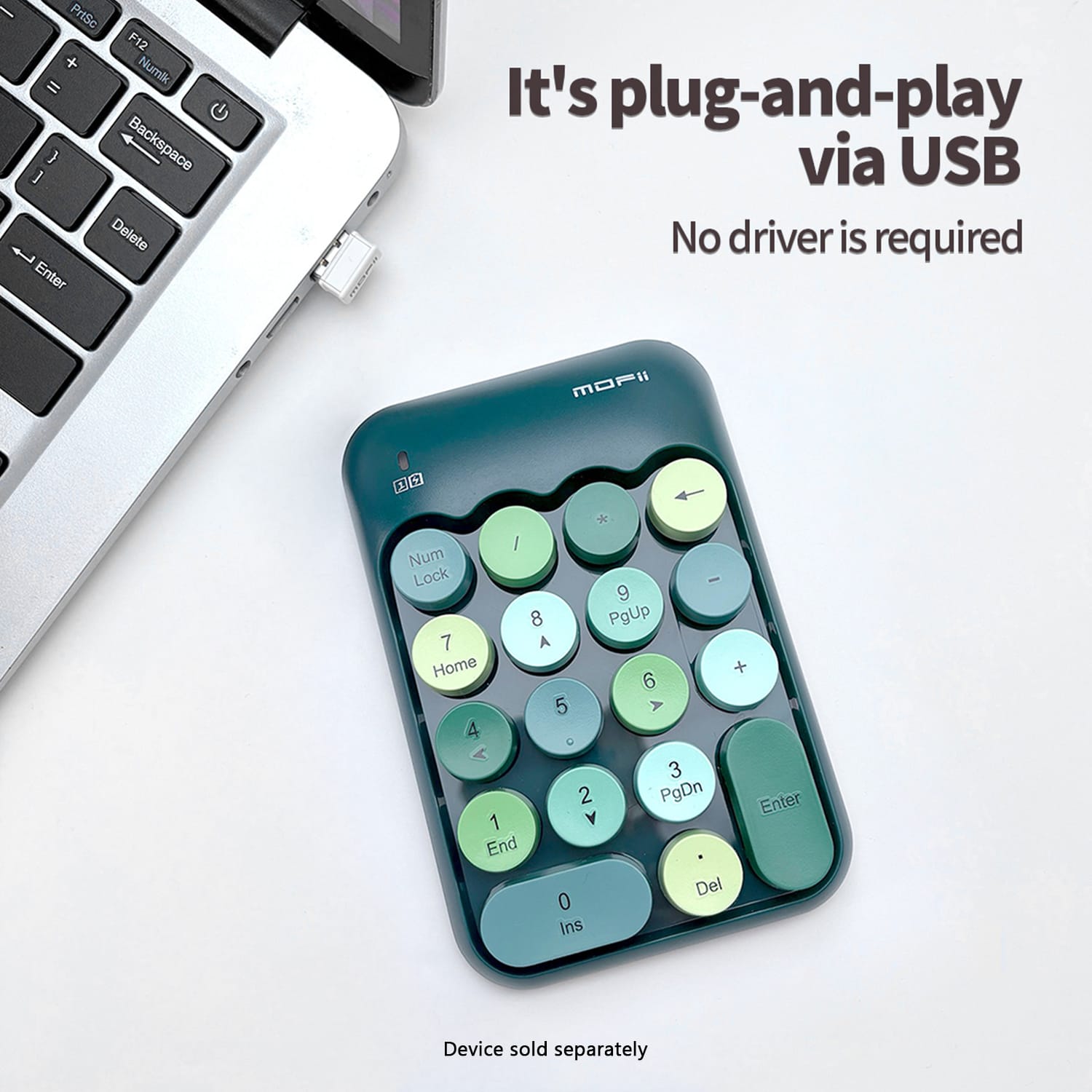 Wireless Numeric Keypad - Retro Ergonomic Design