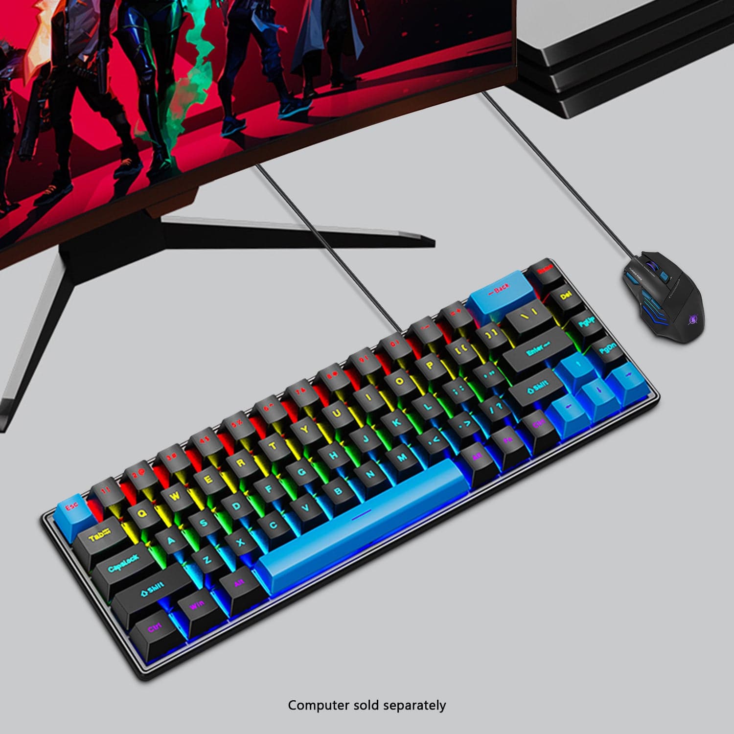 Wired Gaming Keyboard & Mouse Combo - Anti-Ghosting Multi-Key, 68 Keys