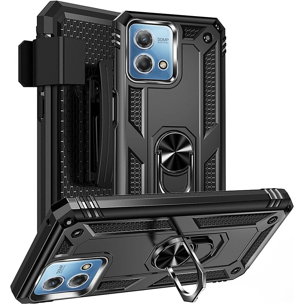 Military Kickstand Series with Belt Clip Case for Motorola G Stylus 5G (2023) - Black