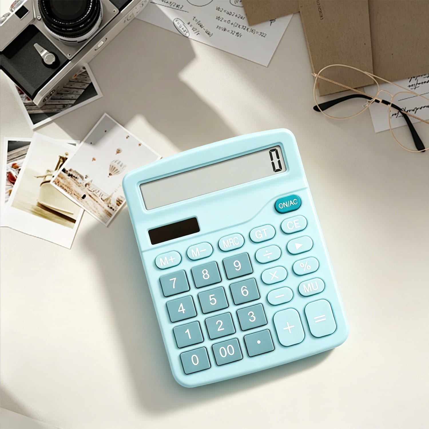 12-Digit Desktop Calculator - Dual Power Solar & Battery