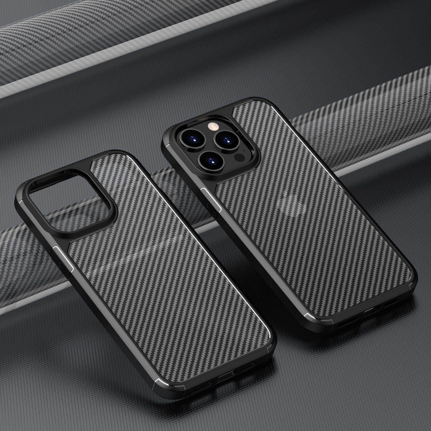 Protection Kit Bundle - Anti-Slip Series Case with Tempered Glass Screen and Camera Protector for iPhone 15 Pro Max - Black