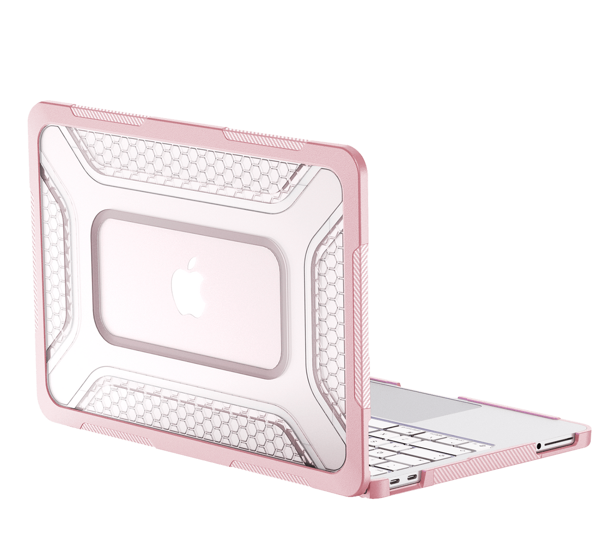 MacBook Neo Raider Series heavy-duty case with adjustable stand - Pink