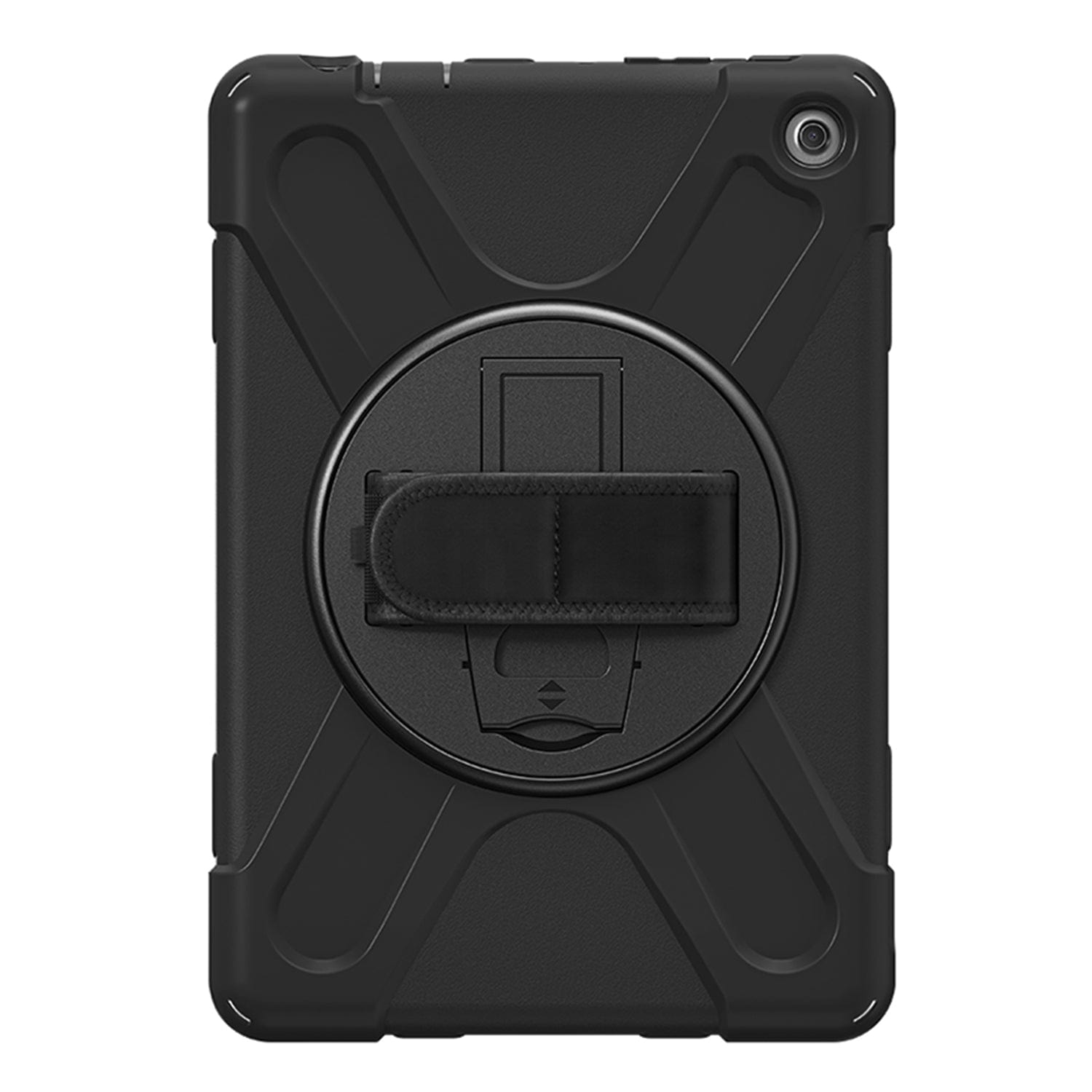SaharaCase rugged tablet protective case with strap, rotating hand grip, and stand feature.