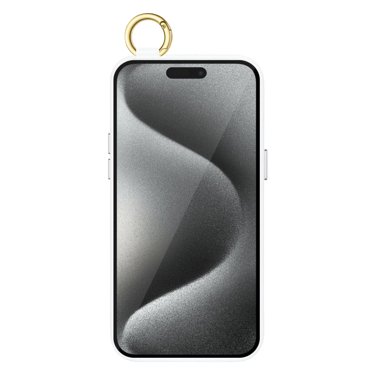 Genuine Leather FingerGrip Case with Card Slot for iPhone 15 Pro Max - White