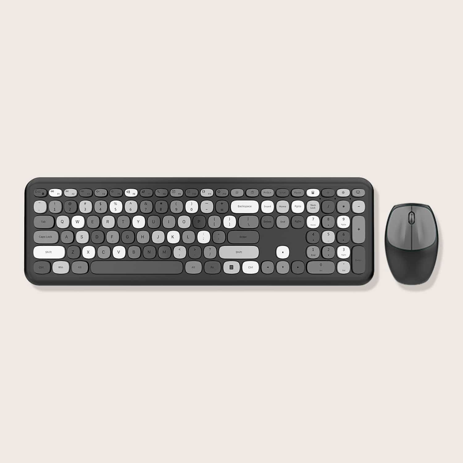 Wireless Keyboard and Mouse Combo with Black/Gray Keys