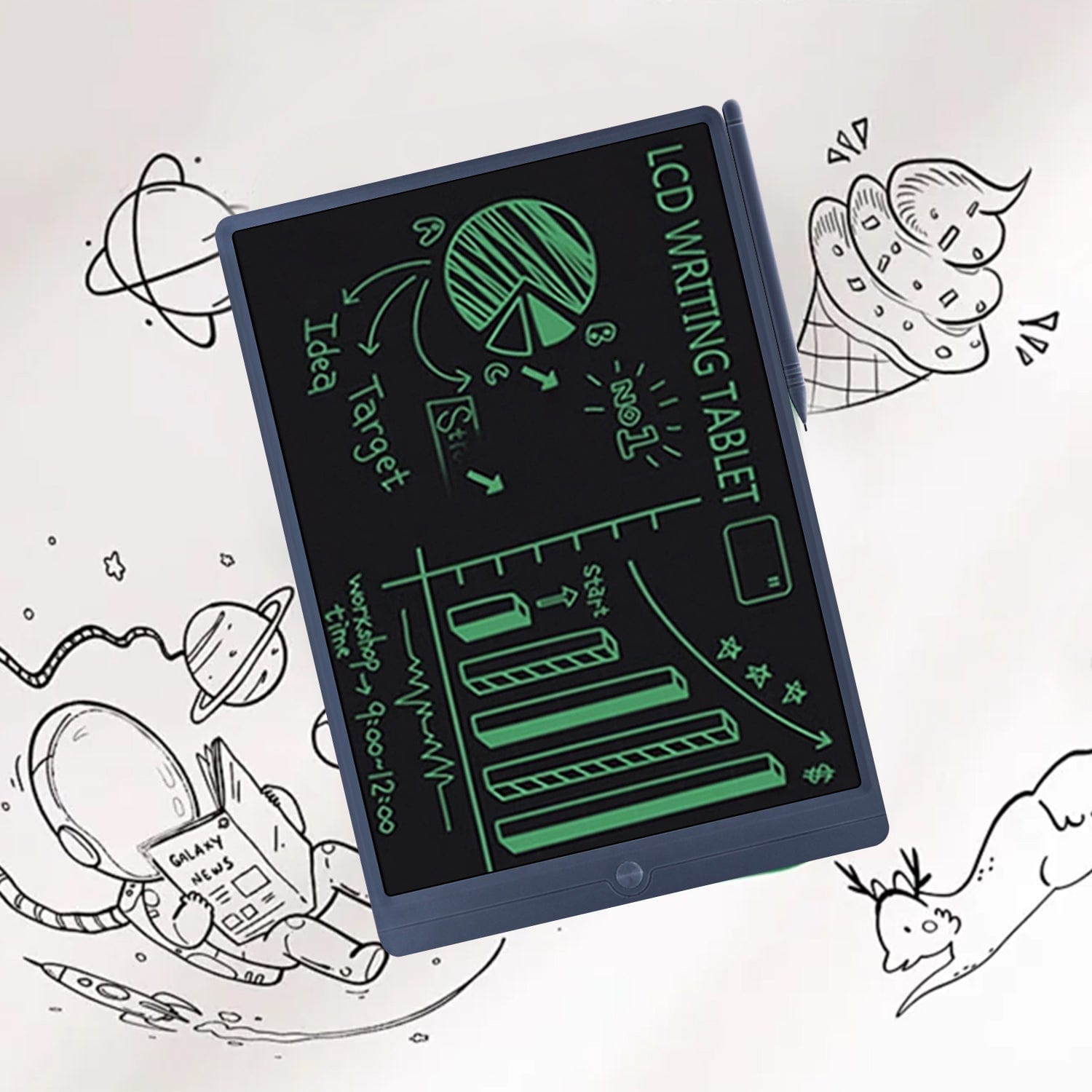 LCD Writing Tablet 13.5" - Large Color Display with One-Touch Erase & Lock