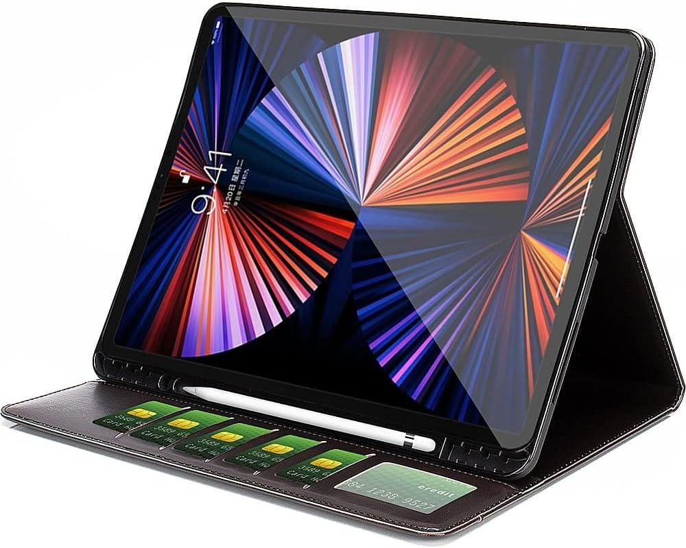 Black Business Folio Case with Tempered Glass Screen - iPad Pro 12.9" (4th, 5th, and 6th Generation)