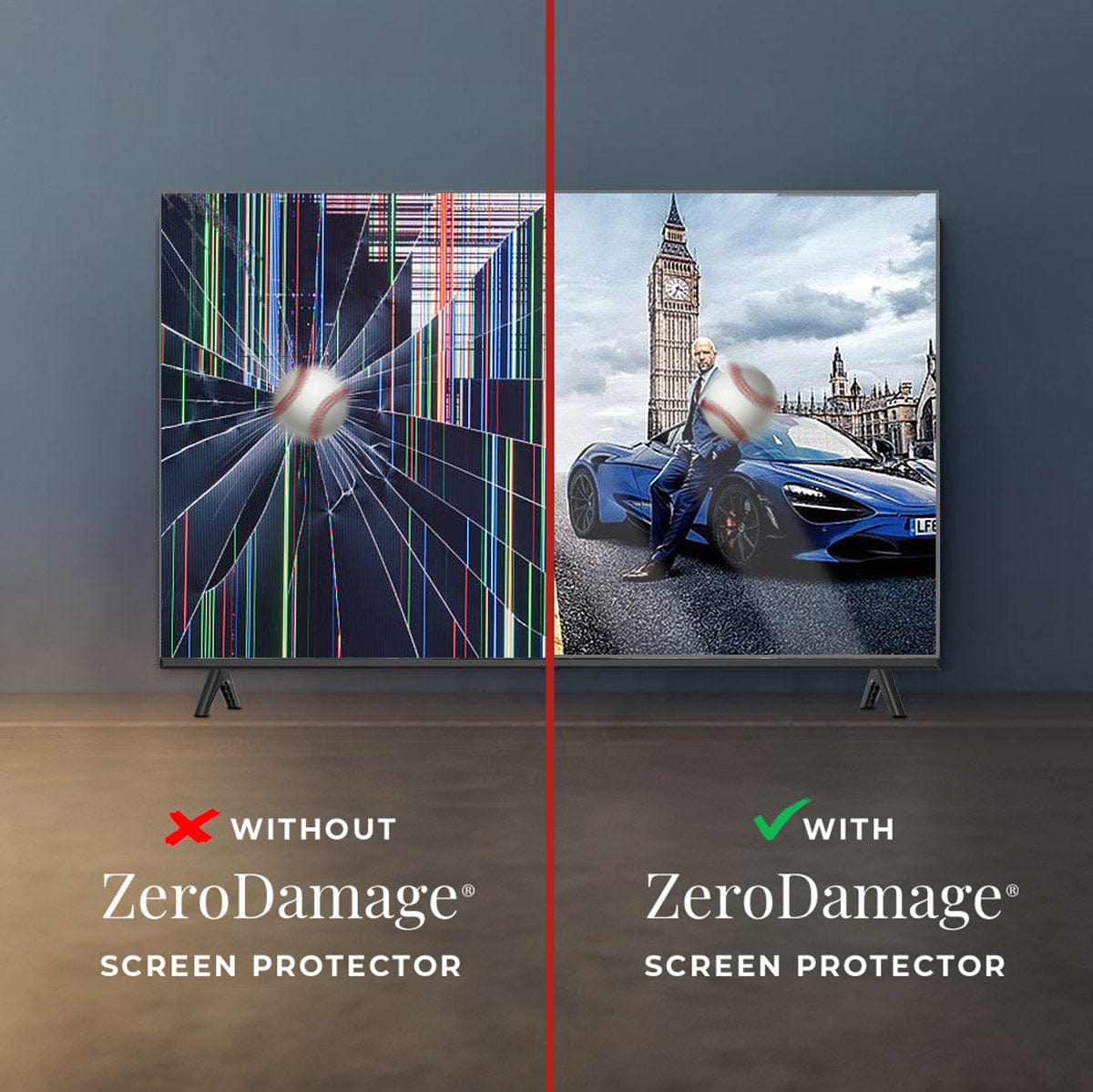 ZeroDamage Clear TV Screen Protector - Most 43" TVs
