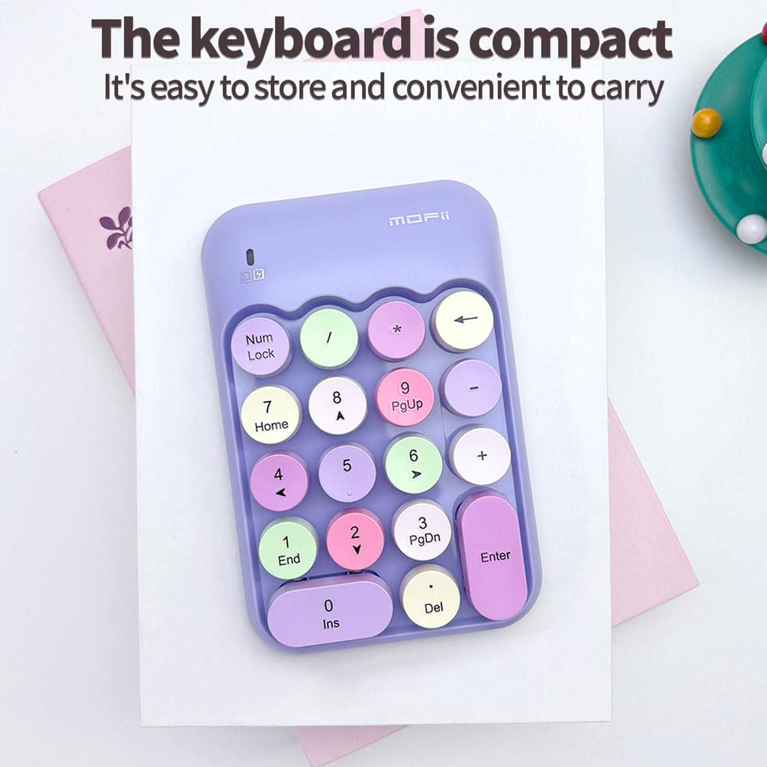 Wireless Numeric Keypad - Retro Ergonomic Design