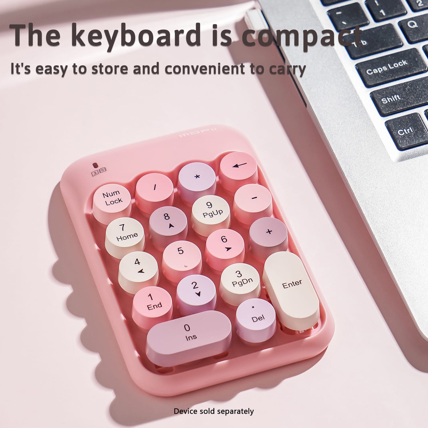 Wireless Numeric Keypad - Retro Ergonomic Design