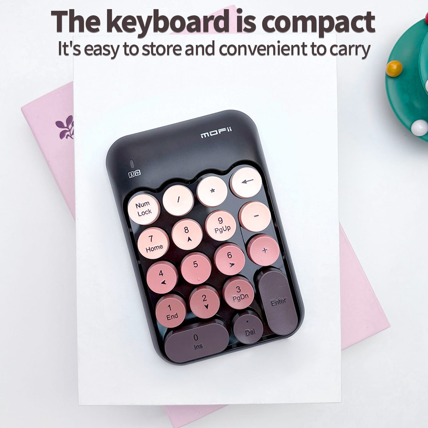 Wireless Numeric Keypad - Retro Ergonomic Design