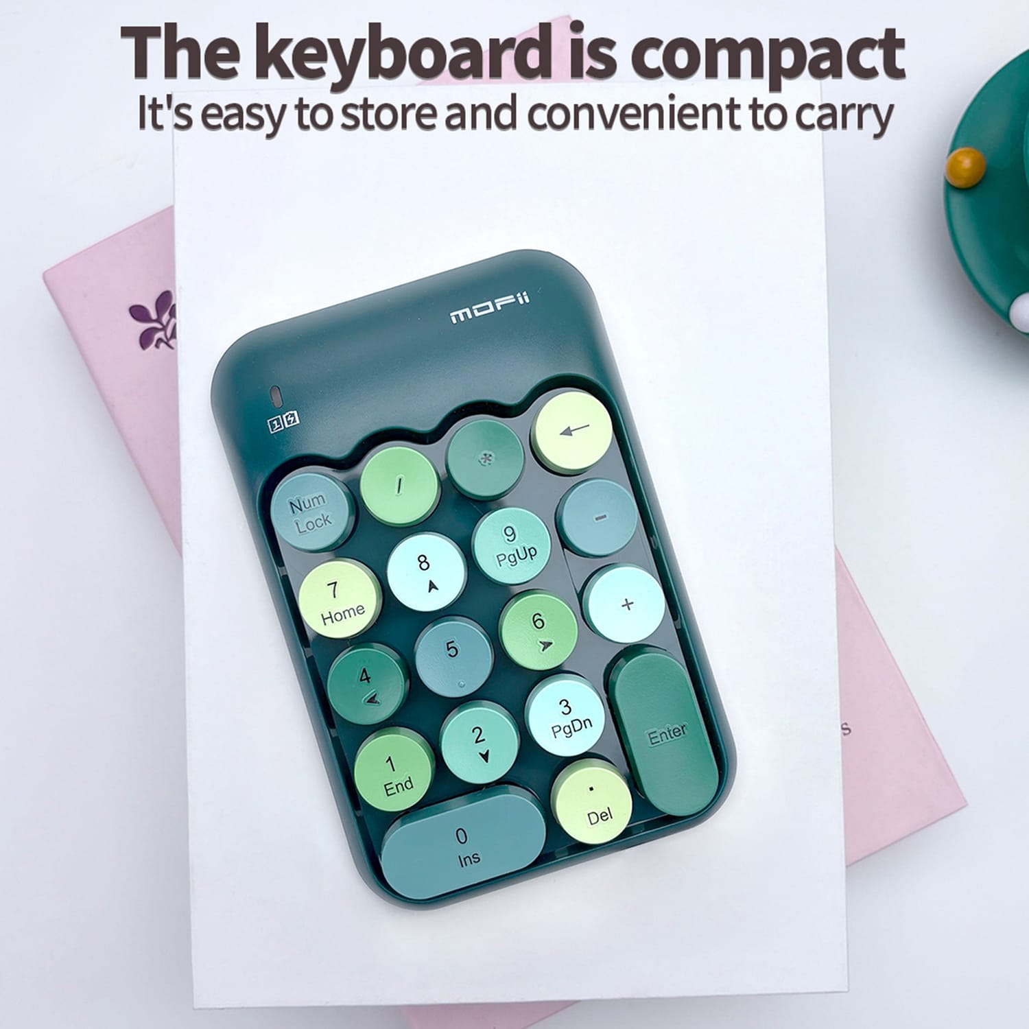 Wireless Numeric Keypad - Retro Ergonomic Design