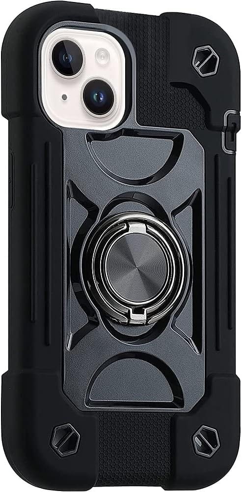 iPhone 14 Plus 6.7-inch Protection Kit Bundle - DualShock Case with Tempered Glass Screen and Camera Protector - Black