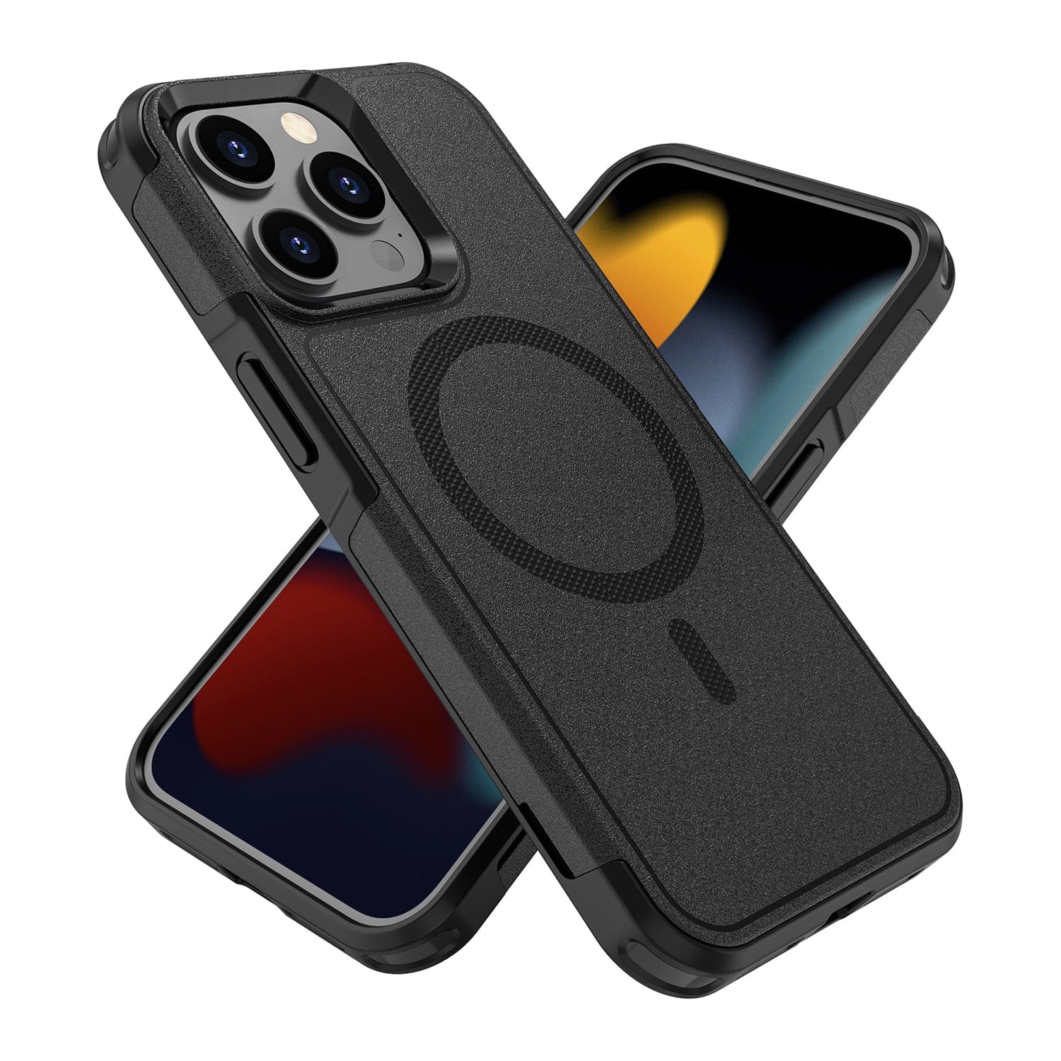 Protection Kit Bundle - Armor Series Hard Shell Case with Tempered Glass Screen and Camera Protector for iPhone 15 Pro Max - Black