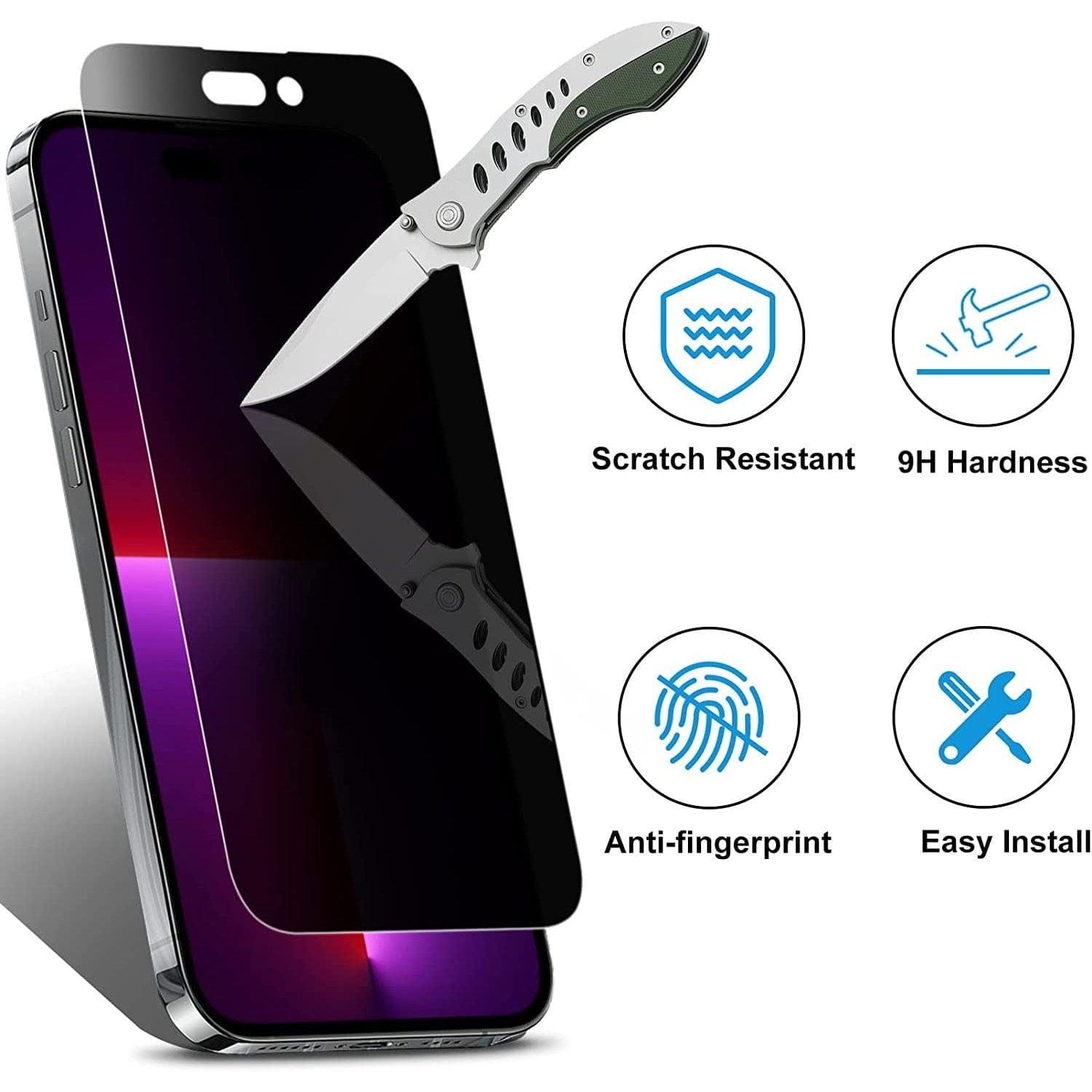 iPhone 15 Plus Privacy Tempered Glass Screen Protector - 2-Pack, Anti-Spy | ZeroDamage
