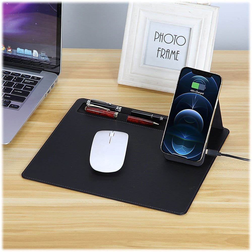 Office Mouse Pad with Wireless Charging - Black