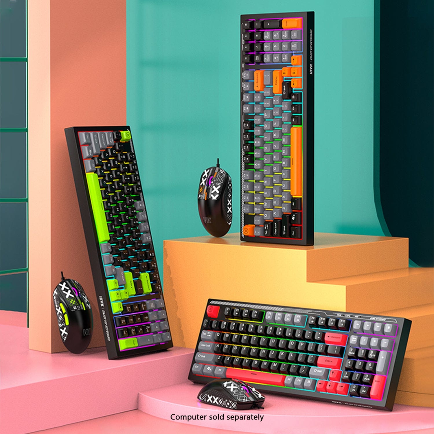 Wired Gaming Keyboard & Mouse Combo - 98 Keys, Anti-Ghosting Multi-Key, 7-RGB Backlights