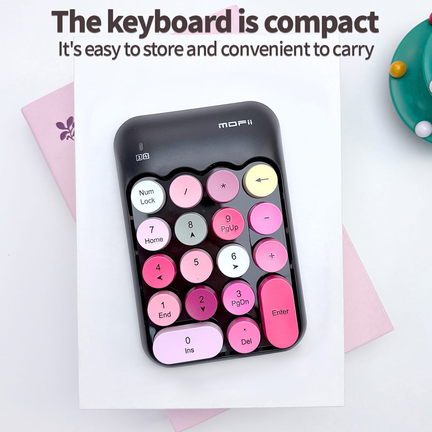 Wireless Numeric Keypad - Retro Ergonomic Design