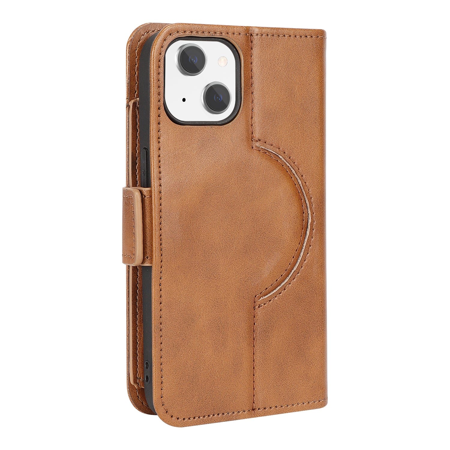 Genuine Leather Folio Wallet Case with MagSafe for Apple iPhone 15 - Brown