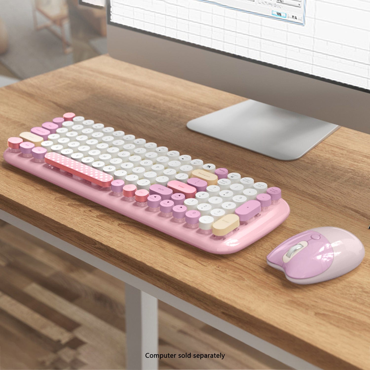 Wireless Keyboard & Mouse Combo - Soft Click, Colorful 100 Keys