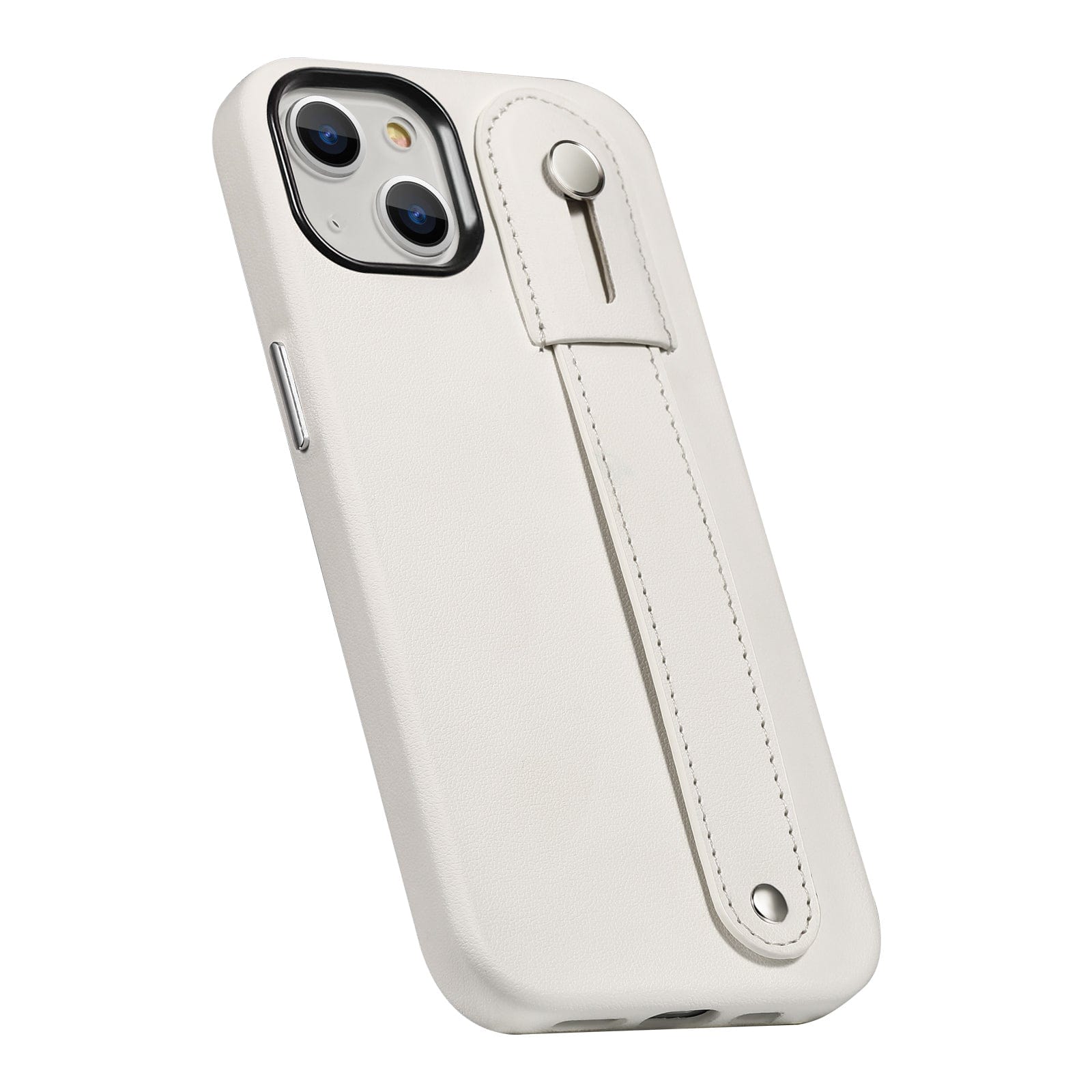Genuine Leather FingerGrip Series Case For iPhone 15 Plus with MagSafe - White