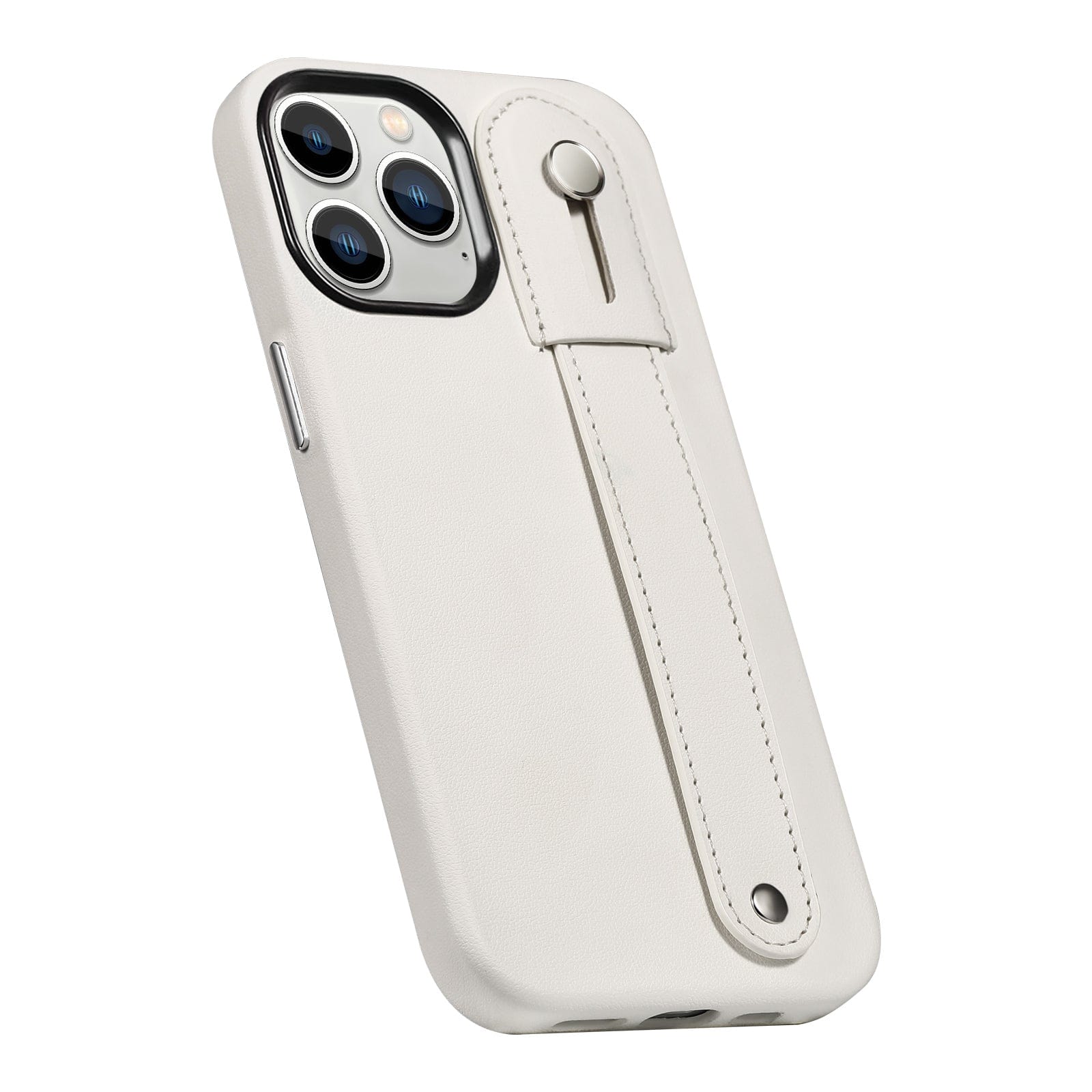 Genuine Leather FingerGrip Series Case For iPhone 15 Pro with MagSafe - White
