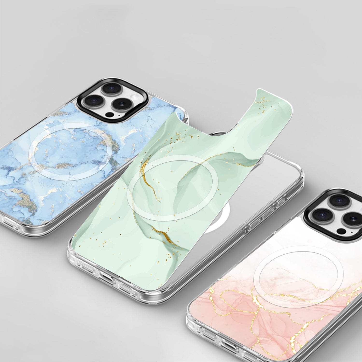 iPhone 16 Pro Case with Swappable Floral & Marble Designs - Wireless Charging | Inspire Series