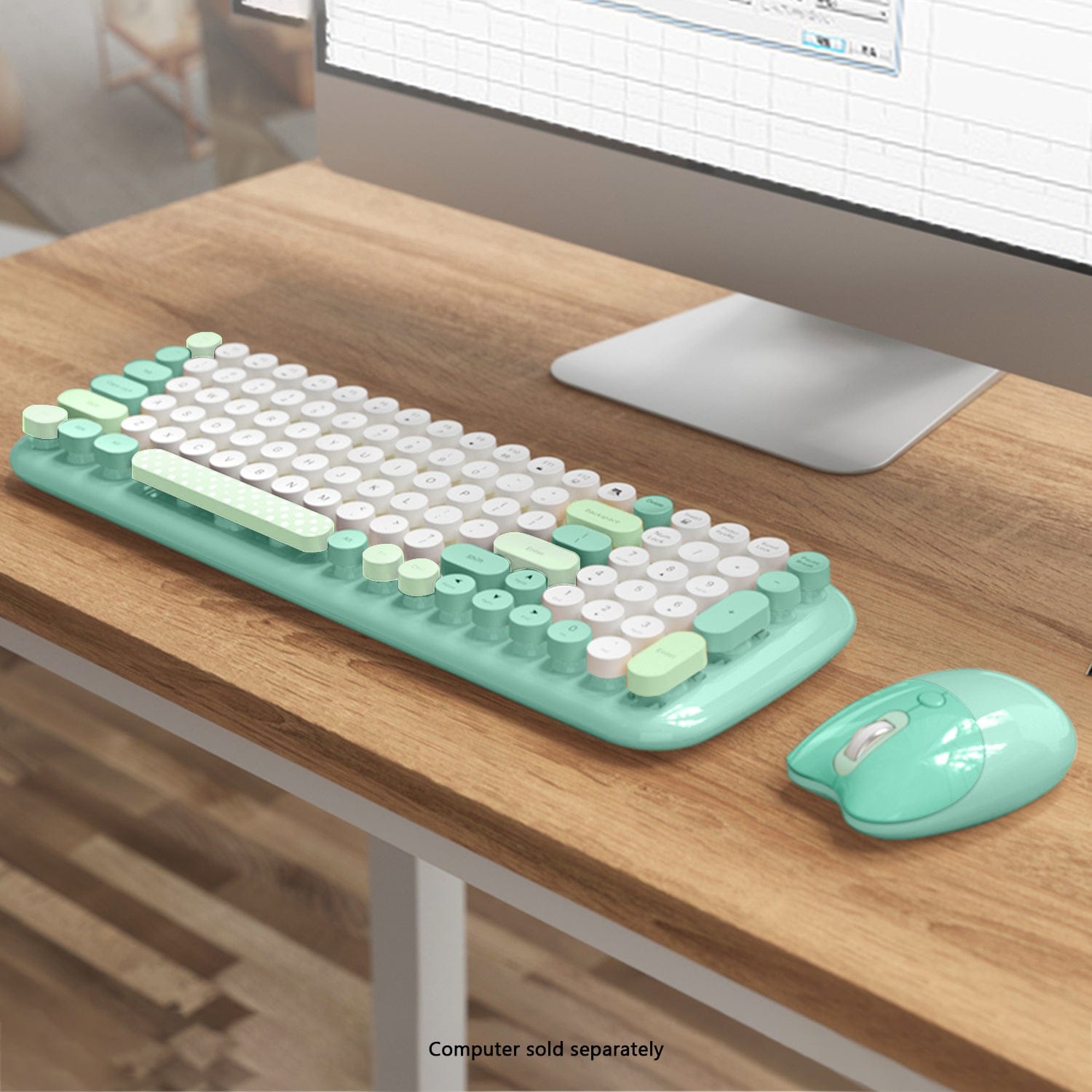 Wireless Keyboard & Mouse Combo - Soft Click, Colorful 100 Keys