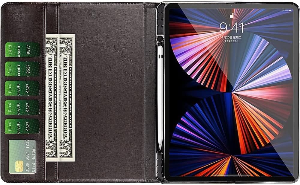 Black Business Folio Case with Tempered Glass Screen - iPad Pro 12.9" (4th, 5th, and 6th Generation)