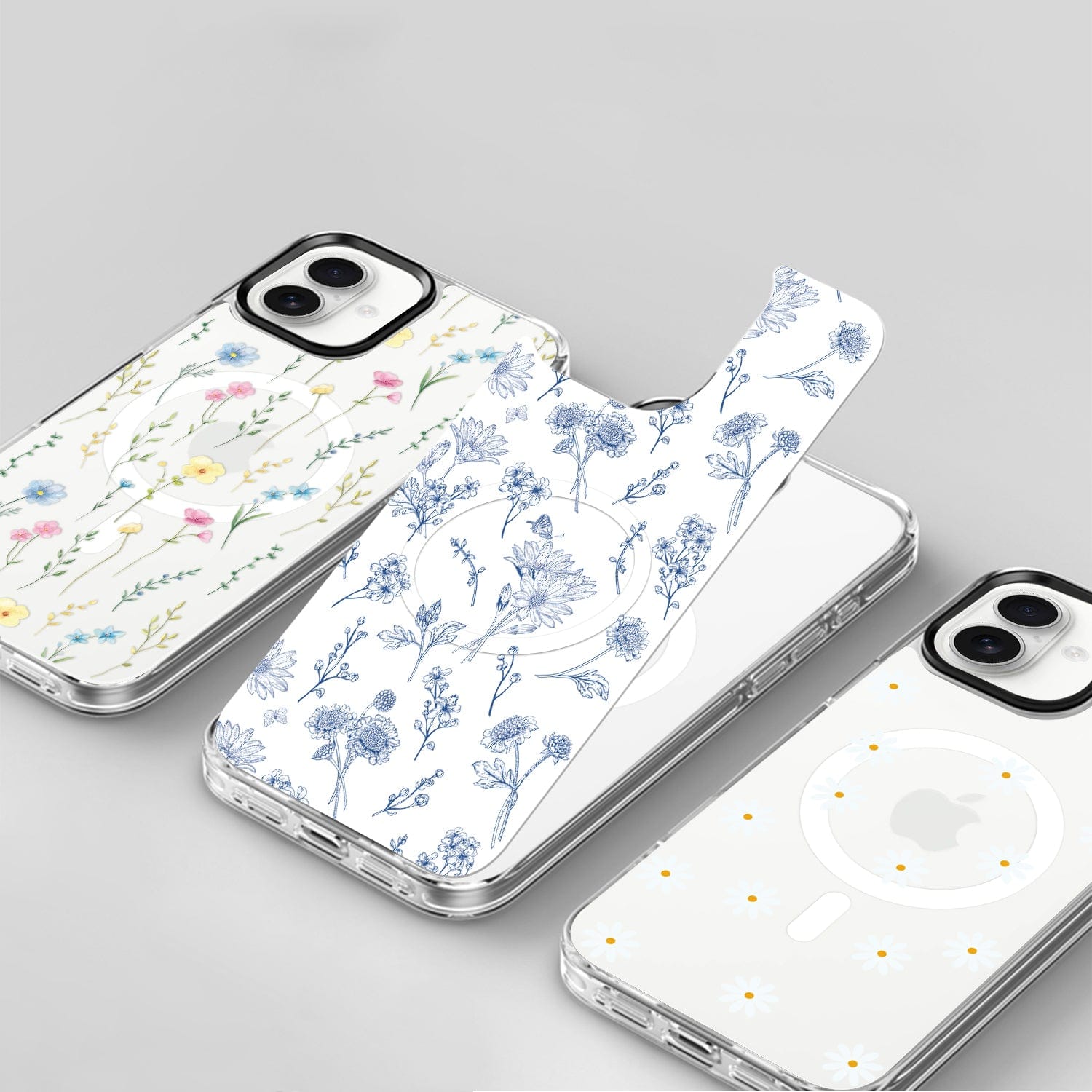 iPhone 16 Floral Design Case with Swappable Back - Wireless Charging | Inspire Series