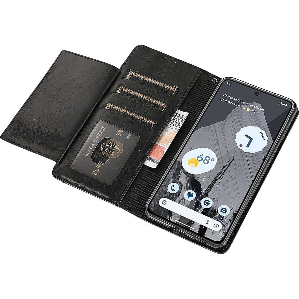 Leather Folio Wallet Case for Google Pixel 8 Pro - Black