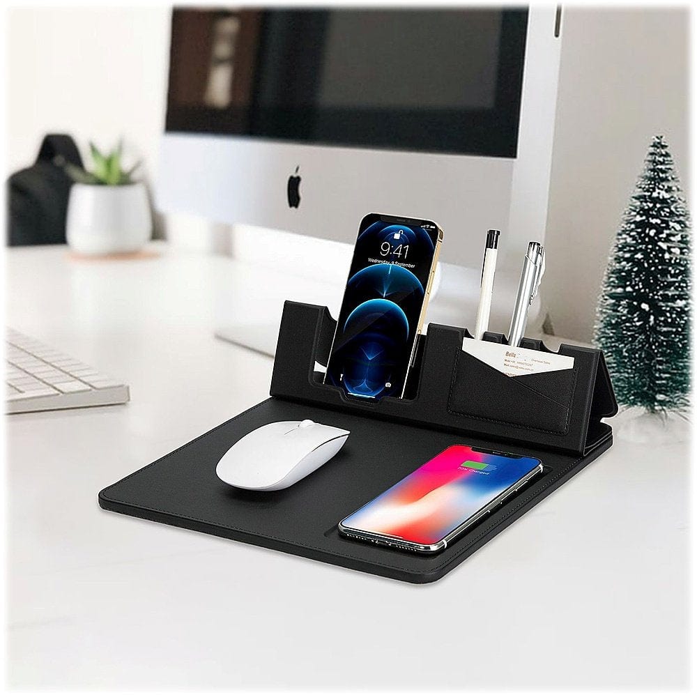 Office Mouse Pad with Wireless Charging - Black