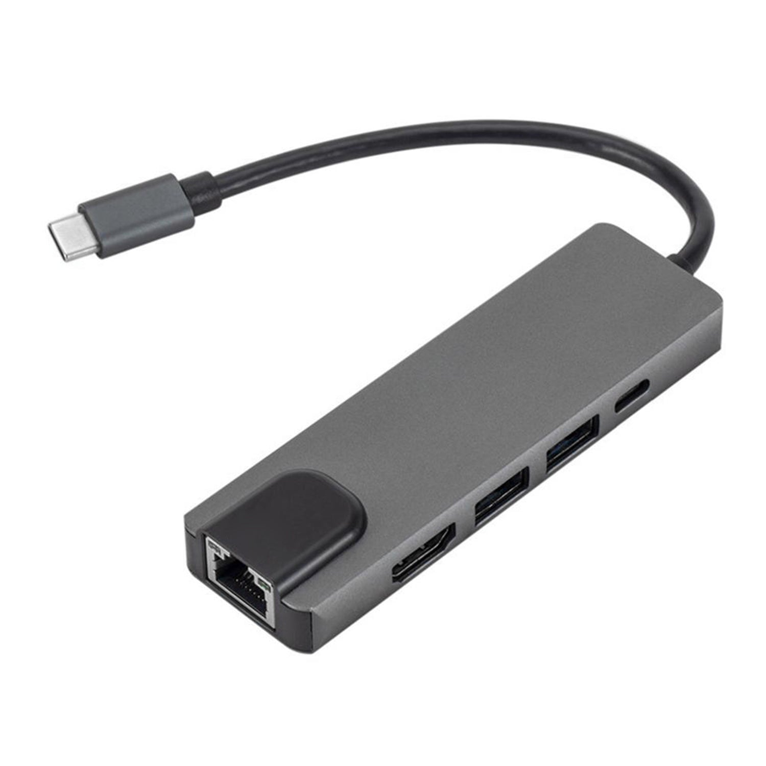 SaharaCase 5-in-1 USB-C Hub with Ethernet – Multiport Adapter with 4K HDMI, 100W PD Charging, and RJ45 – For MacBook & PC