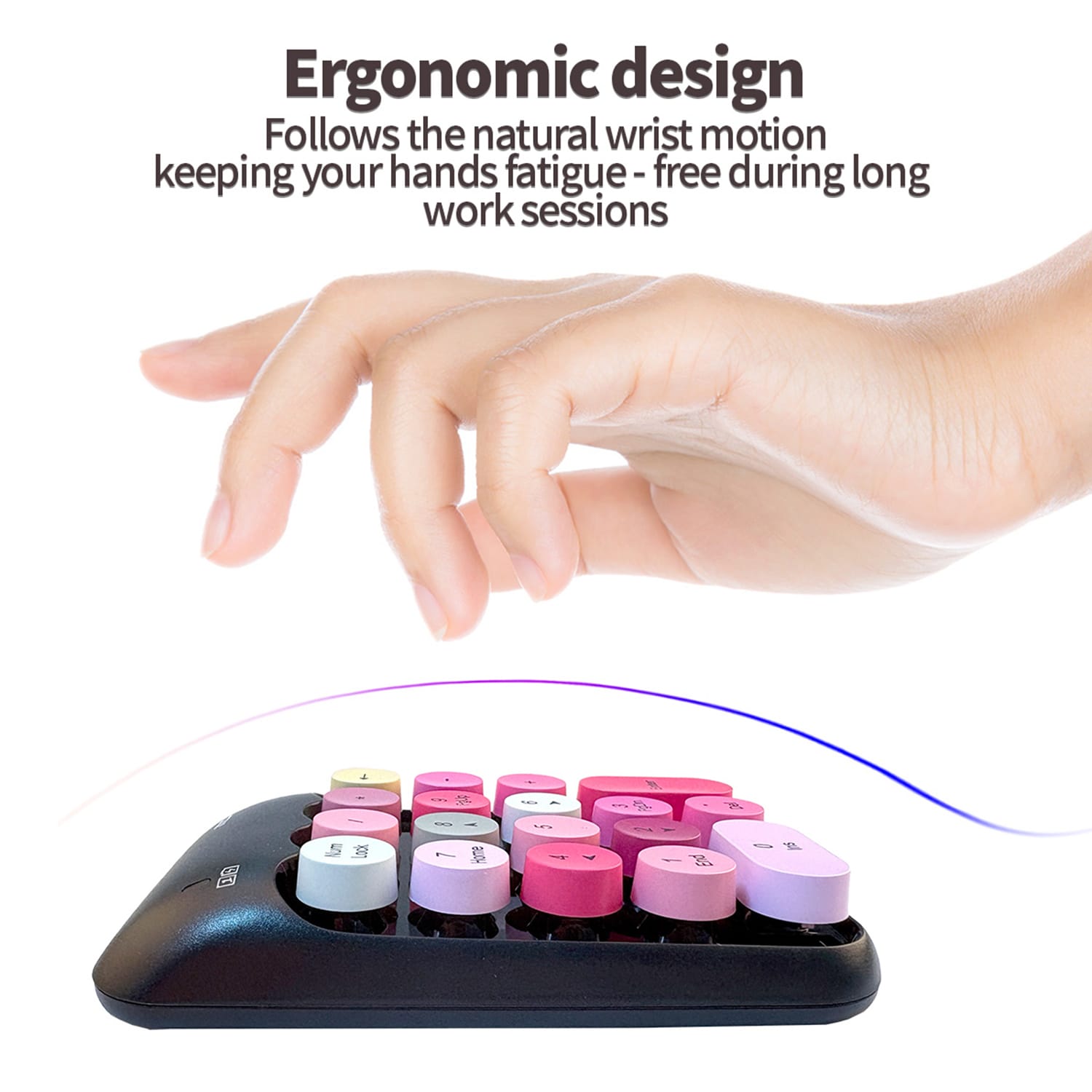 Wireless Numeric Keypad - Retro Ergonomic Design