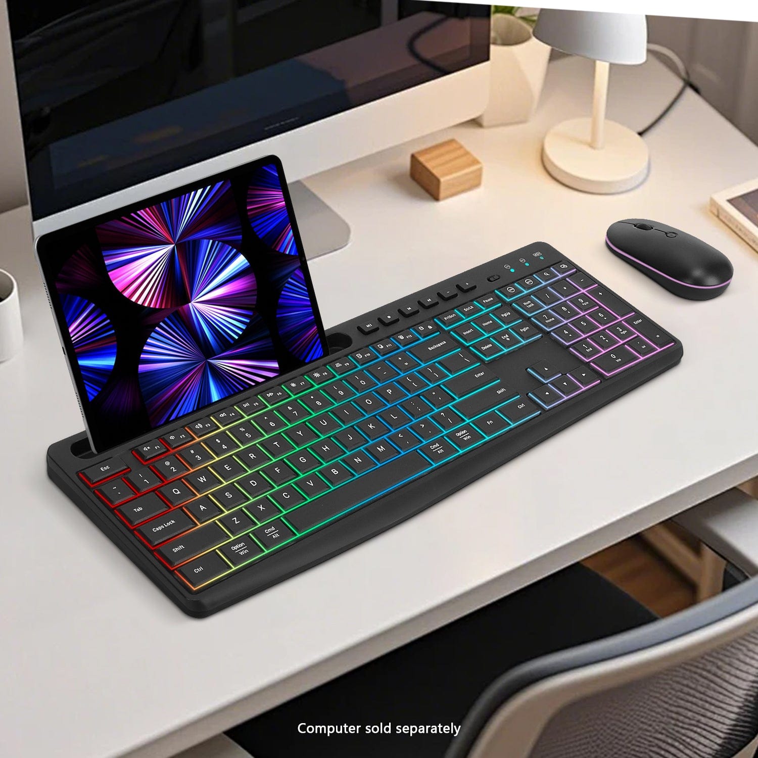 Rechargeable Silent Wireless Keyboard & Mouse Combo - 106 Keys, RGB Backlight