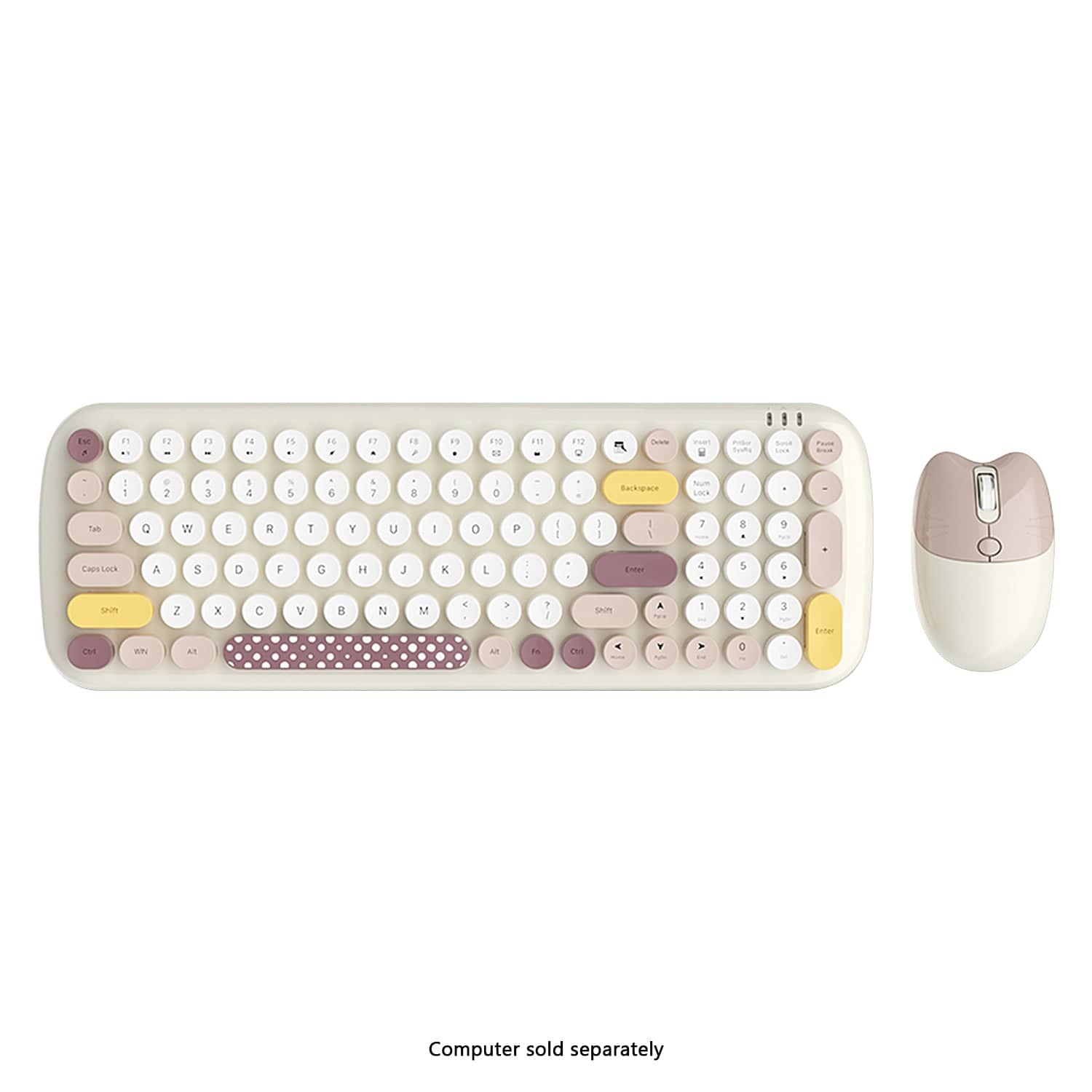 Wireless Keyboard & Mouse Combo - Soft Click, Colorful 100 Keys