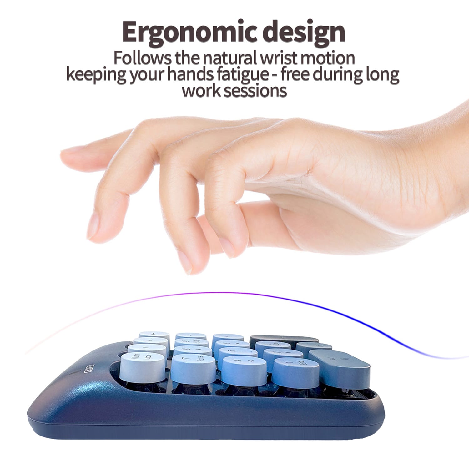 Wireless Numeric Keypad - Retro Ergonomic Design