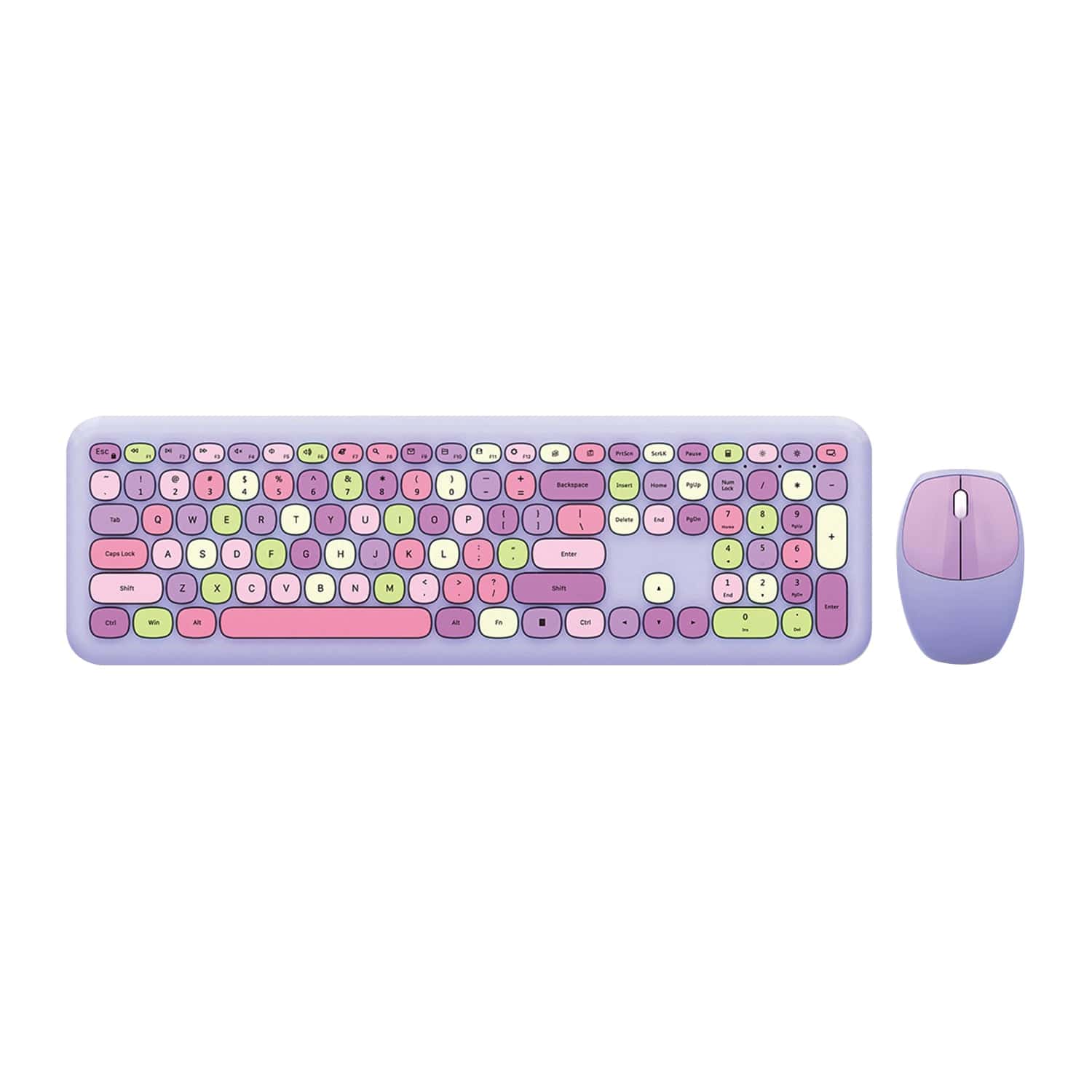 Wireless Keyboard and Mouse Combo with Purple Keys
