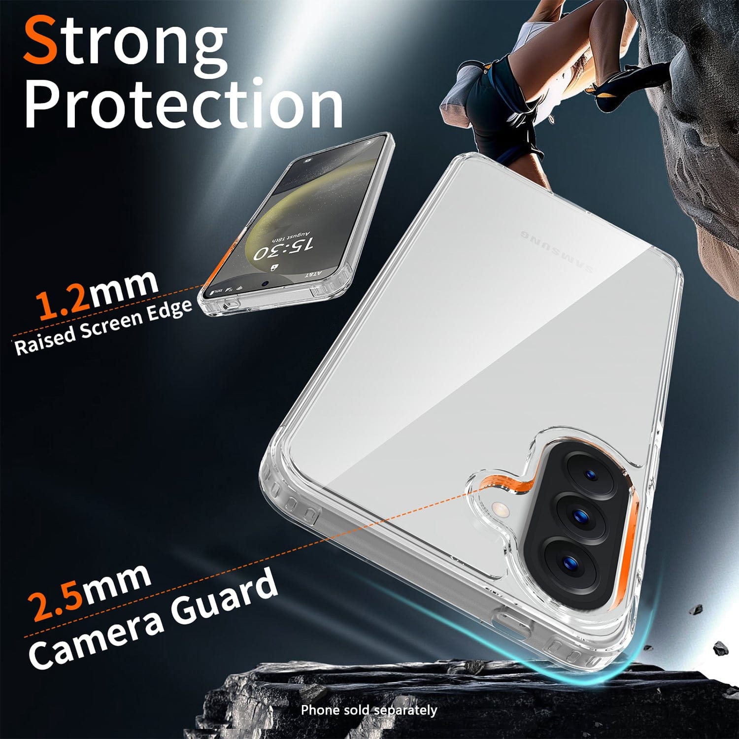 Samsung Galaxy A57 case with protective features on a dark background